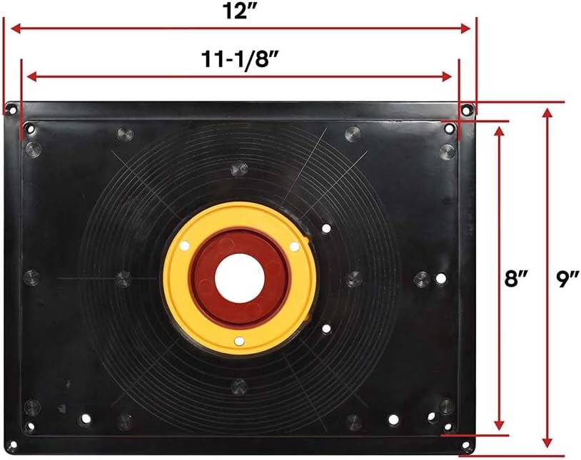 Big Horn 18101 9-Inch x 12-Inch Router Table Insert Plate with Guide Pin & Snap Rings