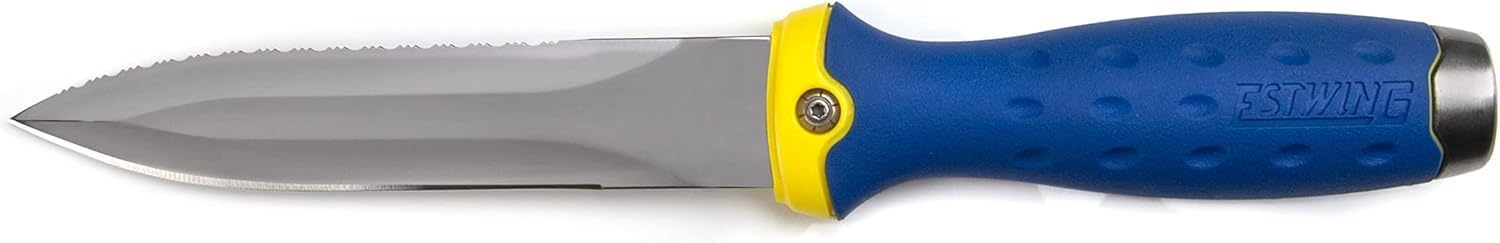 Estwing 42454 5.5-inch Fixed Blade Double-Edged Duct Knife, Serrated Edge, Steel Pommel Cap, Cuts and Forms Mineral Wool Insulation, Duct Board, and Flexible Ducting