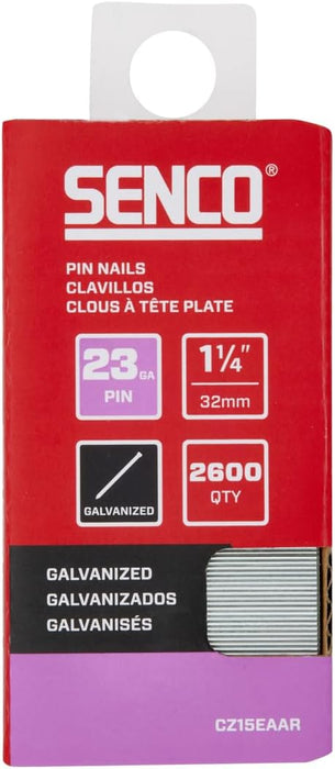 SENCO CZ15EAAR 1-1/4" 23 Gauge Pin Nails, Galvanized Finish 2,600 Count Pack