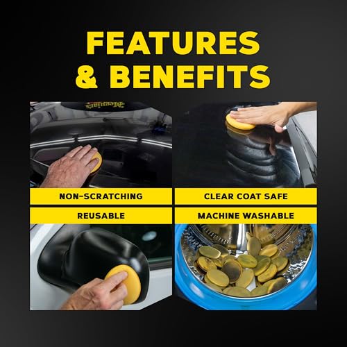 Meguiar's 4" Foam Applicator Pads, 4 Count - Ultra-Soft Hand Applicators with a Tight-Cell Foam Construction for a Smooth Application of Waxes, Polishes, Tire Dressing, Protectants and More, 4 Pack