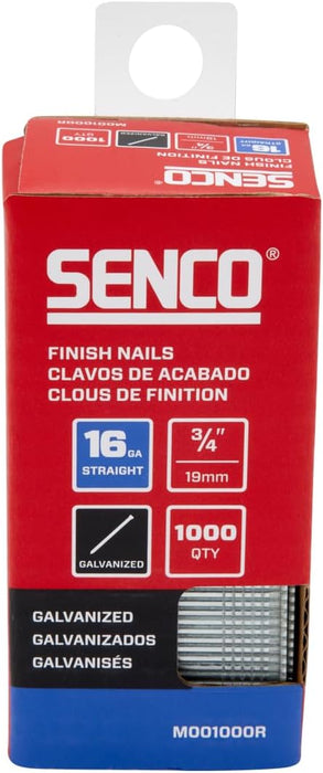 Senco M001000R 3/4" 16 Gauge Straight Finish Nails, Galvanized Finish (Pack of 1000)