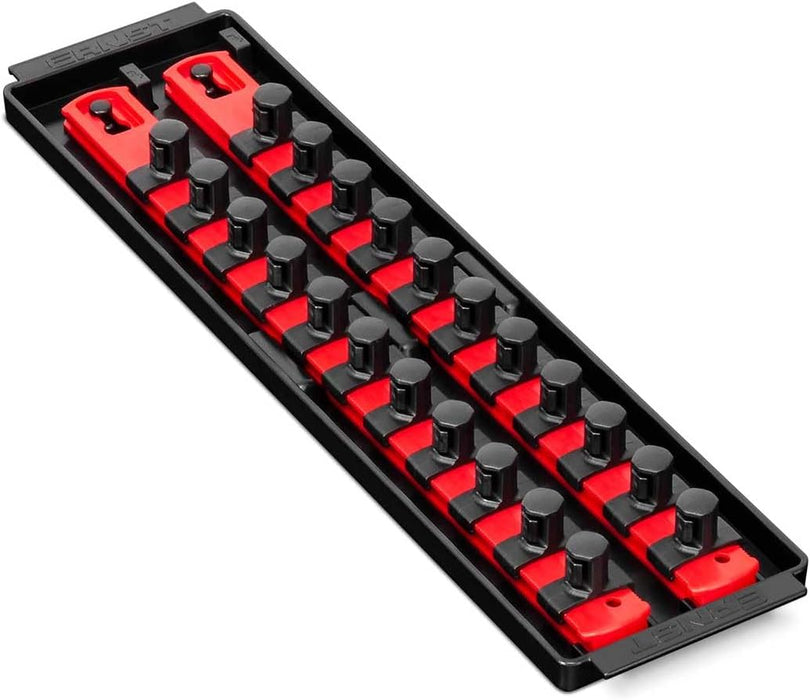 Ernst Manufacturing Socket Organizer Rails - Socket Boss 2-Rail 1/2-Inch-Drive Twist-Lock Socket Holder, 13-Inch, Red (8494) - Made in the USA