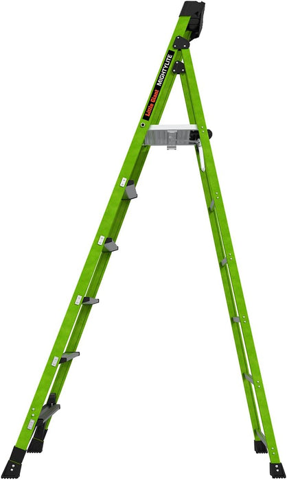 Little Giant Ladders, MightyLite 2.0, 8' Stepladder with Ground Cue, Fiberglass, Type IAA, 375 lbs Weight Rating, (15408-001), Green 8 Ft.