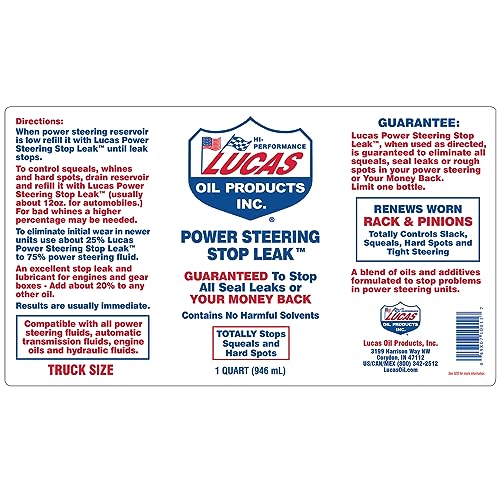 Lucas Oil 10011 Power Steering Stop Leak - 1 Quart