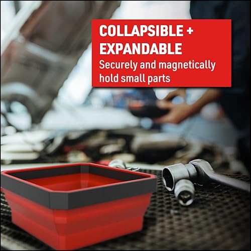 EZRED - EZR-BCK18 EZTRAY Magnetic Collapsible Parts Tray Organizer, Made of Silica and ABS, For Tool Parts, Set of 3
