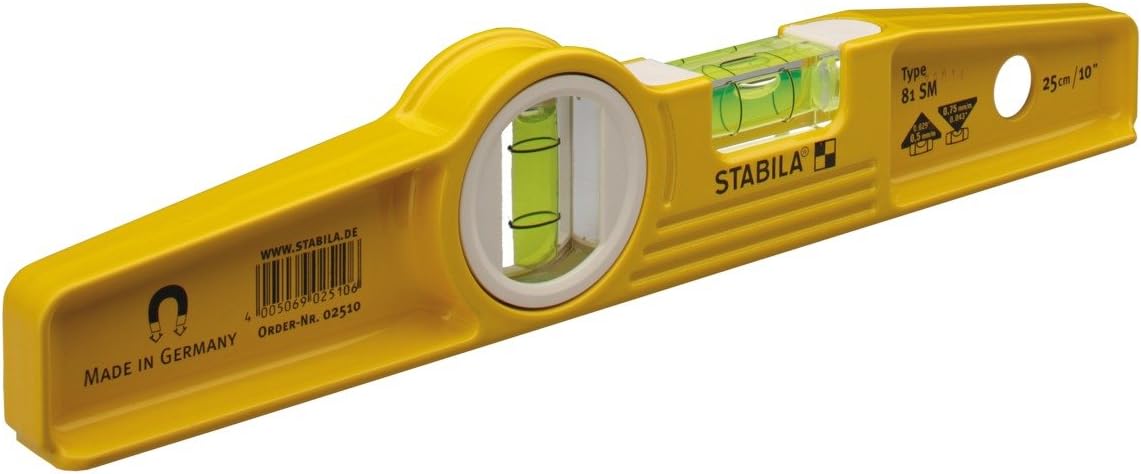 Stabila 25100 10-Inch Die-Cast Rare Earth Magnetic Level, Yellow