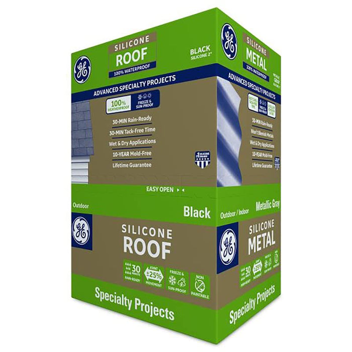 GE 2813670 Advanced Silicone 2 Window & Door Sealant, Black, 10.1 oz. (Pack of 12)
