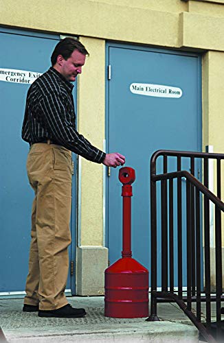 Justrite 26811R Steel Heavy Duty Butt Cans Cigarette Butt Receptacle, 5 Gallon Capacity, 11-1/2" Diameter x 38-1/2" Height, Red