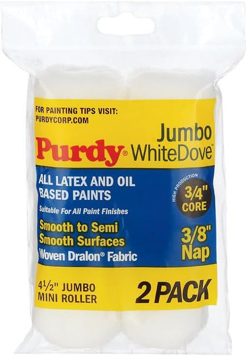 Purdy 14G624012 White Dove Jumbo Mini-Roller Cover, 4-1/2” x 3/8” Nap, Woven (Pack of 2)
