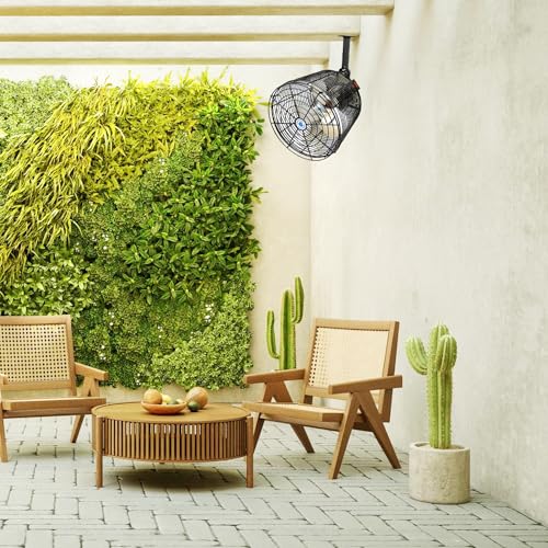 Schaefer VK12-B VersaKool Air Circulator Fan, Ceiling Wall Mount Greenhouse Fan & Aluminum Blade, 1470 CFM, 1/10 hp, Energy-Efficient Commercial Fan for Patio, Garage, Industrial & Workshop (Black)