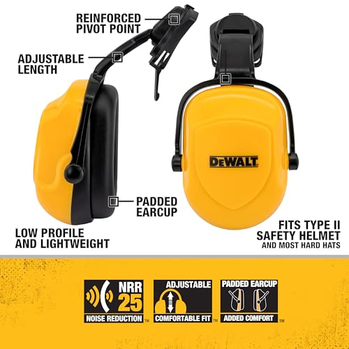 DeWALT Yellow with Black Earcups Dielectric Expandable Cap Mount Earmuff
