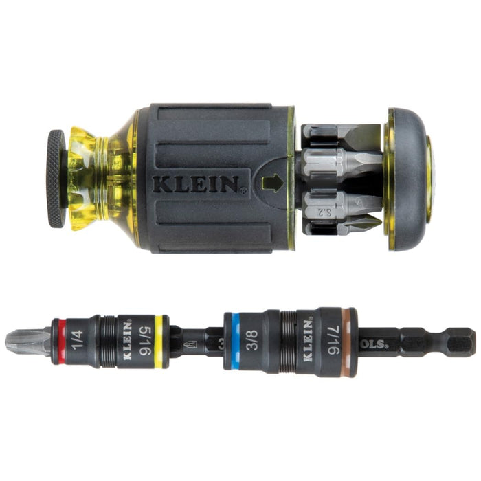 Klein Tools 32308HD 12-in-1 Impact Rated Stubby Driver Set with Flip Sockets