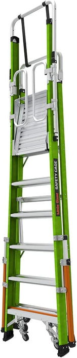 Little Giant Ladder Systems Safety Cage 2.0, M6, 6ft Enclosed Platform, Platform Ladder with Adjustable Outriggers, Fiberglass, Type 1AA, 375 lbs Weight Rating, (19706-146)