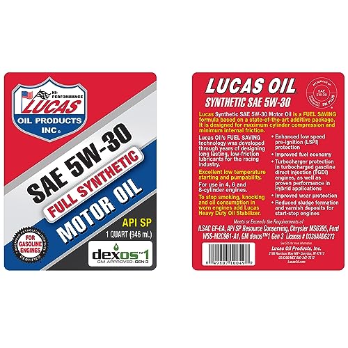 Lucas Oil 10049 SAE 5W-30 Synthetic Motor Oil - , 1 Quart (32 Ounces)