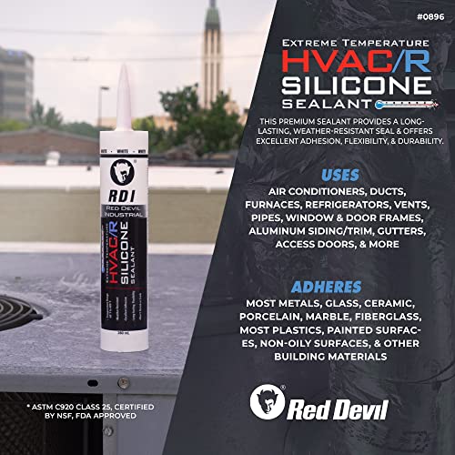 Red Devil 089650 Extreme Temperature HVAC/R Silicone Sealant, Long-Lasting Weather-Resistant Adhesive, 280 ml, Aluminum, 12-Pack