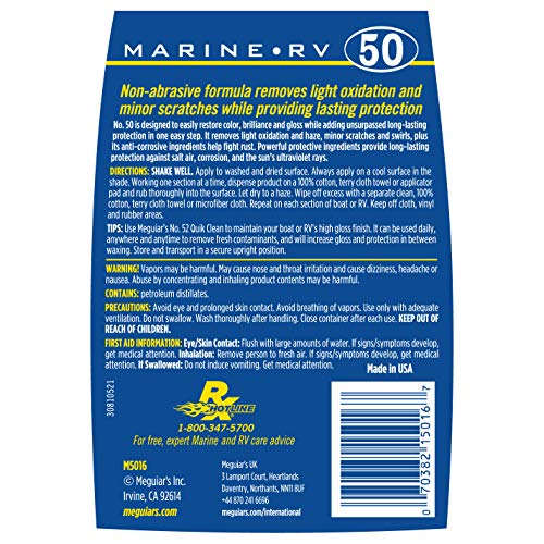 Meguiar's Marine/RV Once Step Cleaner Wax M5016 - Professional-Grade Marine and RV Cleaner, Polish and Protect for Long-Lasting Shine - Restores Color and Gloss, 16 Oz