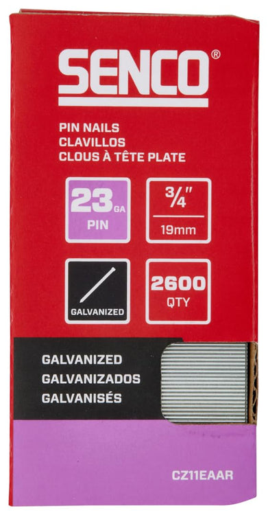 Senco CZ11EAAR 3/4" 23 Gauge Pin Nails, Galvanized Finish (2,600 Count)