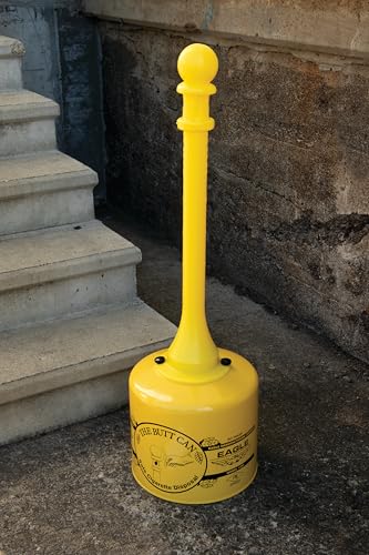 Eagle 1205 Galvanized Steel Poly Tube Cigarette Butt Receptacle, 5 Gallon Capacity, 40" Height, 12" Diameter, Yellow