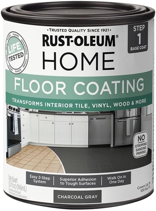 Rust-Oleum 365928 Floor Coating Base Coat, Charcoal Gray, Quart