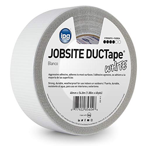 IPG (20C-W2) JobSite DUCTape, Colored Duct Tape, 1.88" x 60 yd, White (Single Roll)