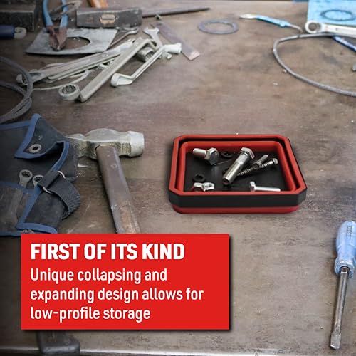 EZRED - EZR-BCK18 EZTRAY Magnetic Collapsible Parts Tray Organizer, Made of Silica and ABS, For Tool Parts, Set of 3