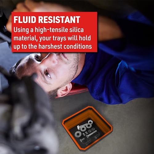 EZRED - EZR-BCK18 EZTRAY Magnetic Collapsible Parts Tray Organizer, Made of Silica and ABS, For Tool Parts, Set of 3