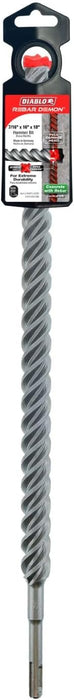 Diablo Rebar Demon SDS-Plus 4-Cutter Full Carbide Head Hammer Drill Bit for Concrete and Reinforced Materials - 7/8" Diameter, 18" Length, 16" Working Length - DMAPL4290
