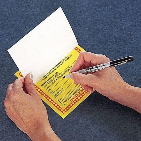 Accuform MHZW20PSP Hazardous Waste Adhesive Coated Paper Label, "Hazardous Waste - Federal Laws PROHIBIT Improper Disposal...Handle with Care", 6" x 6", Adhesive Coated Paper (Pack of 25)