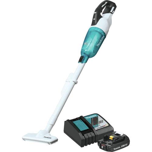Makita XLC03R1WX4 18V LXT Lithium-Ion Compact Brushless Cordless Vacuum Kit, Trigger W/Lock (2.0Ah), White