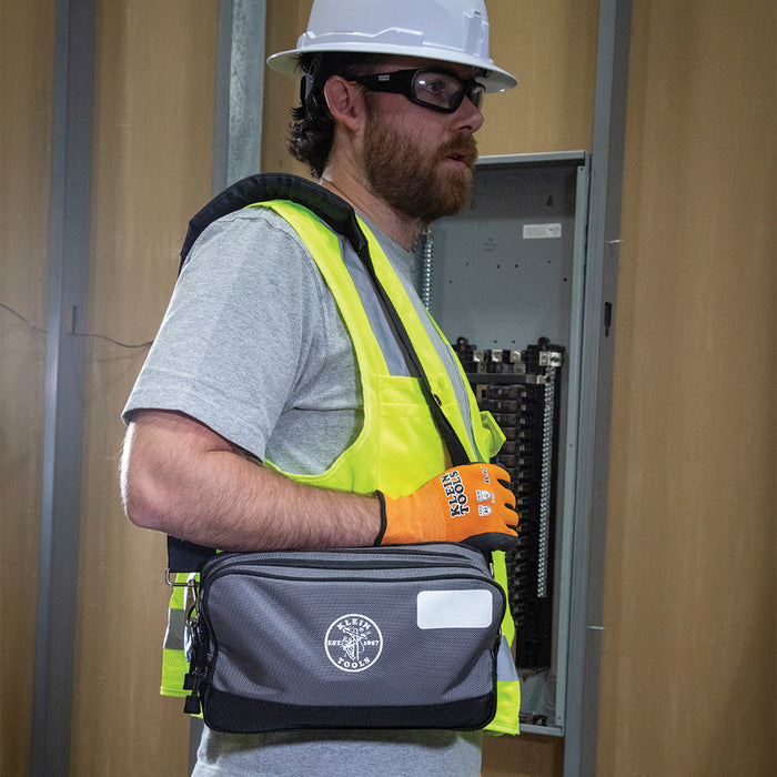 Klein Tools 55583 Double Zipper Bag, 12 x 7-Inch, Gray