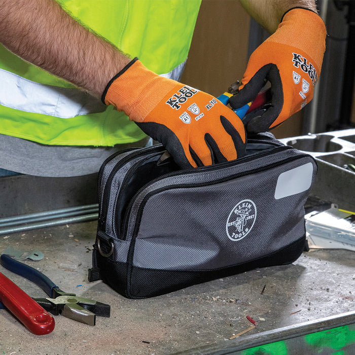 Klein Tools 55583 Double Zipper Bag, 12 x 7-Inch, Gray