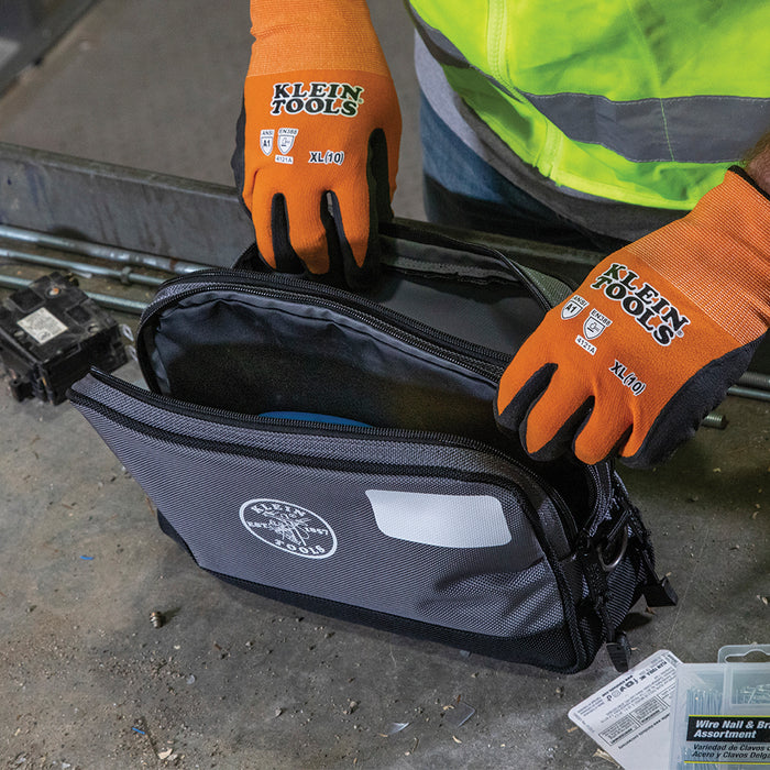 Klein Tools 55583 Double Zipper Bag, 12 x 7-Inch, Gray