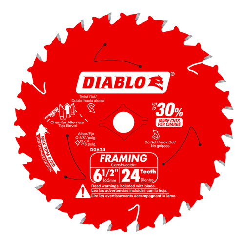 Diablo D0624A 6-1/2" x 24-Teeth Framing Saw Blade for Wood