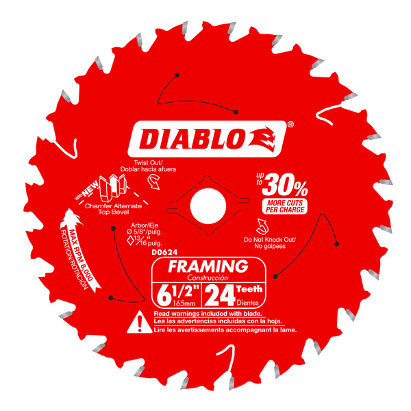 Diablo D0624A 6-1/2" x 24-Teeth Framing Saw Blade for Wood
