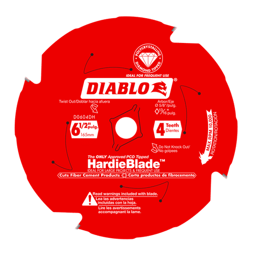 Diablo D0604DHA 6-1/2" x 4-Teeth HardieBlade Saw Blade for Fiber Cement