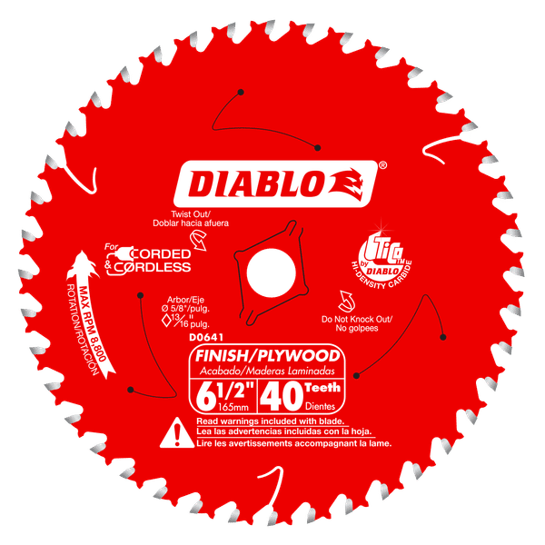 Diablo D0641A 6-1/2" x 40-Teeth Finish Trim Saw Blade for Wood