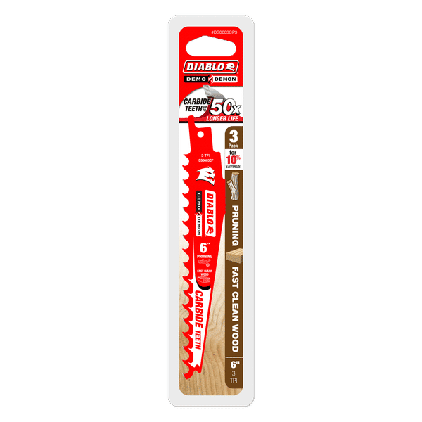 Diablo DS0603CP3 6" Carbide-Tip Pruning and Clean Wood Blade, 3 TPI (Pack of 3)