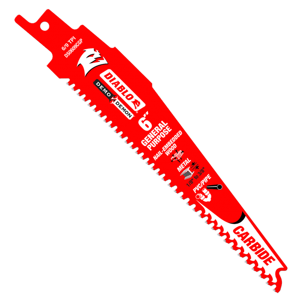 Diablo DS0609CGP 6" Demo Demon Carbide General Purpose Recip Blades, 6/9 TPI