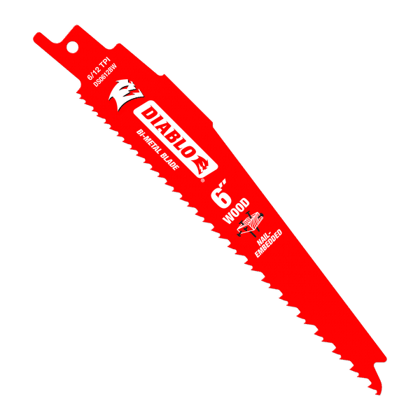 Diablo DS0612BW15 6" Bi-Metal Recip Blade for Nail Embedded Wood, 6/12 TPI (Pack of 15)