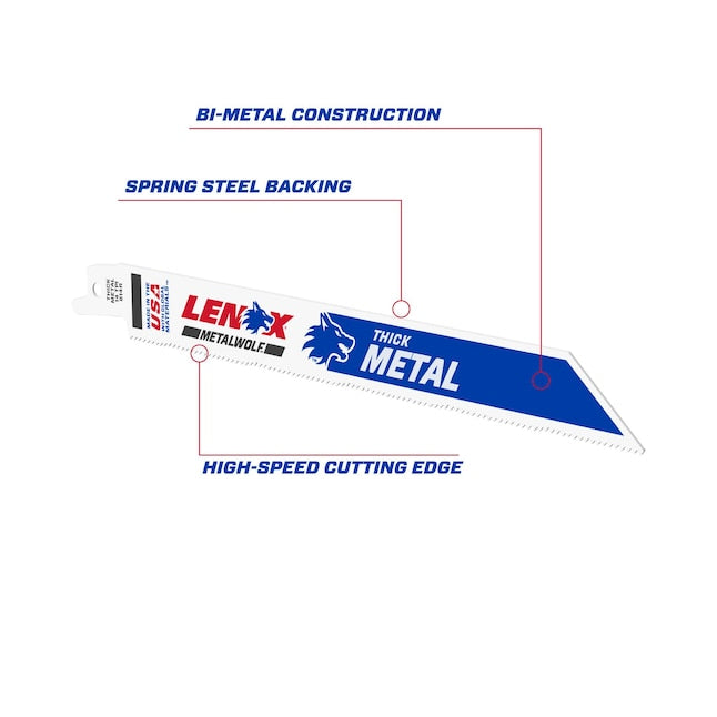 Lenox 20578818R Metal Cutting Reciprocating Saw Blade with Power Blast Technology, Bi-Metal, 8-inch, 18 TPI (Pack of 5)
