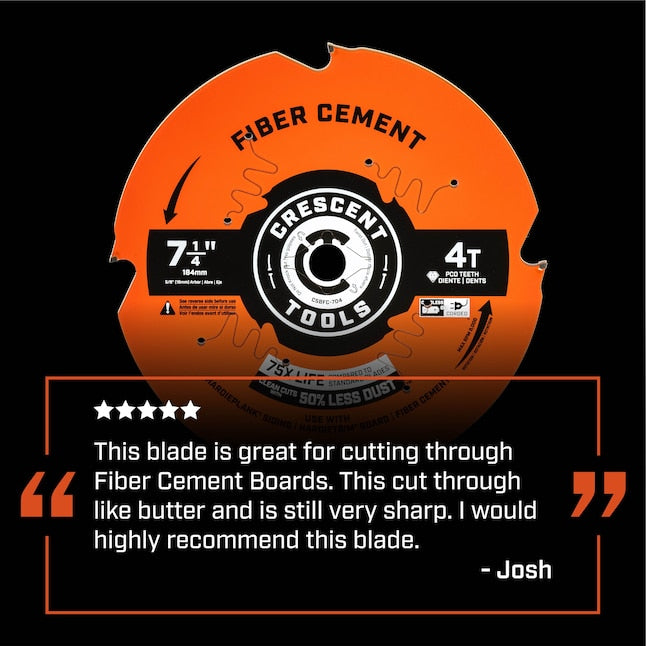 Crescent CSBFC-704 Circular Saw Blade 7 1/4'' X 4 Tooth Fiber Cement