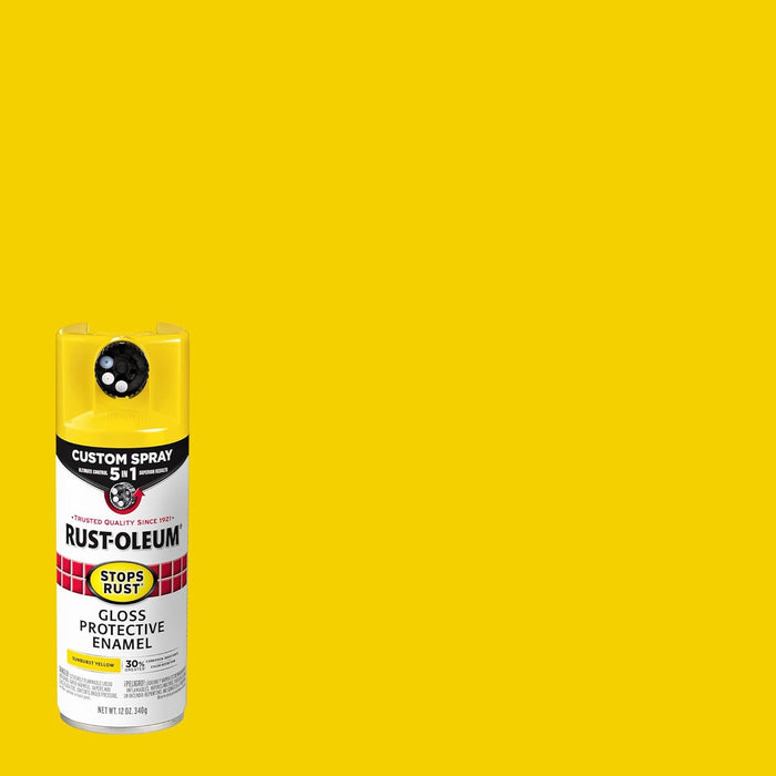 Rust-Oleum 376898 Stops Rust Custom Spray 5-in-1 Spray Paint, 12 oz, Sunburst Yellow (Pack of 1)