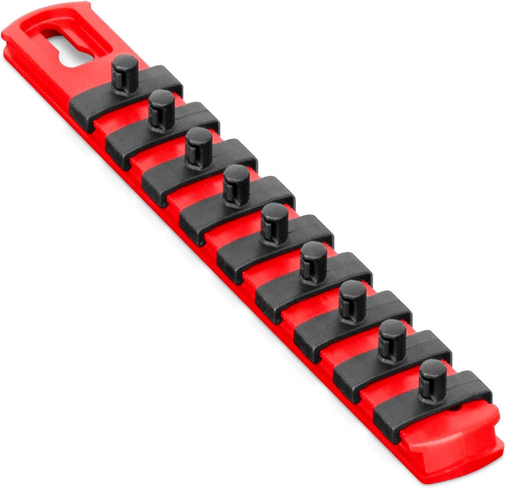 Ernst Manufacturing 8410 8-Inch Socket Organizer with 9 1/4-Inch Twist Lock Clips, Red (8410-Red-1/4) 8-Inch 1/4-Inch Twist Clips Red