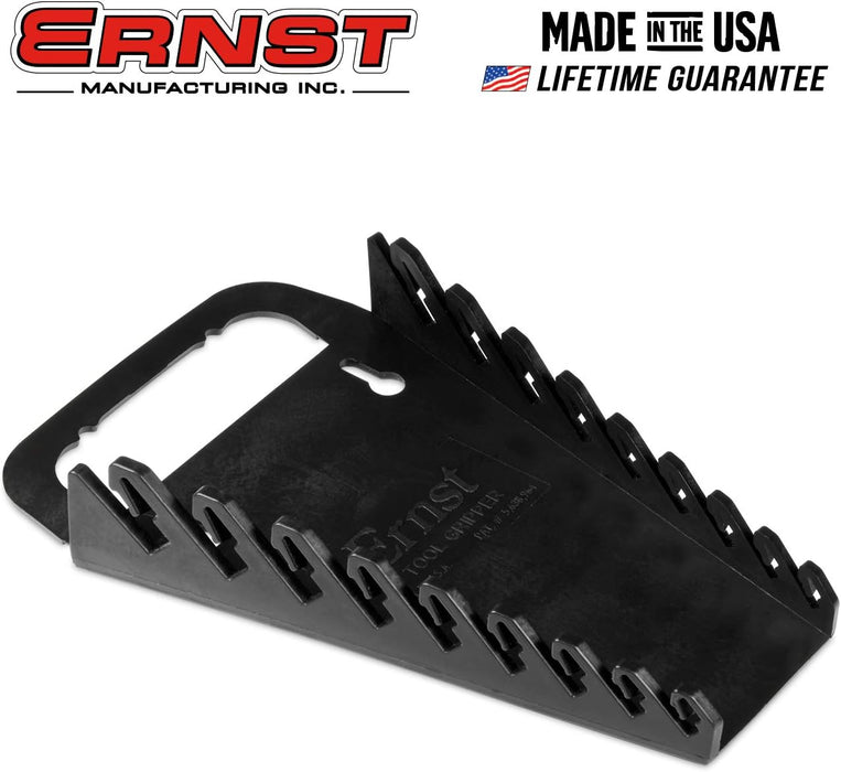 Ernst Manufacturing 5085 9-Wrench Gripper Portable Wrench Organization - Sturdy Flexible Design, Fits 1/4" to 3/4" & 6-15 mm, Black