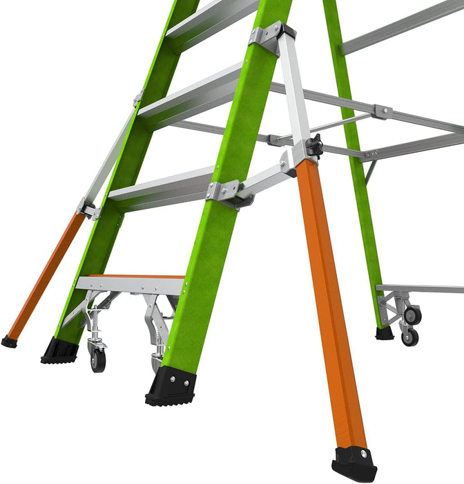 Little Giant Ladder Systems Safety Cage 2.0, M6, 6ft Enclosed Platform, Platform Ladder with Adjustable Outriggers, Fiberglass, Type 1AA, 375 lbs Weight Rating, (19706-146)