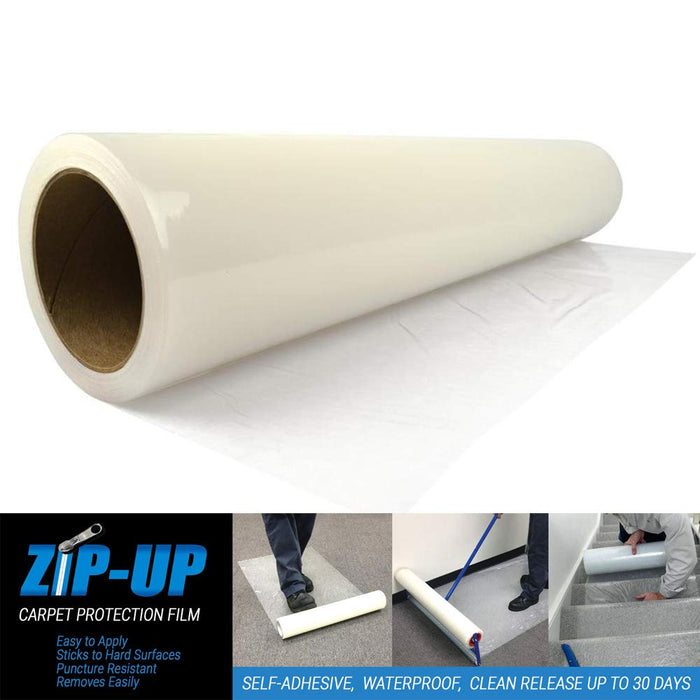 ZIP-UP Products Carpet Protection Film - 24" x 50' Floor and Surface Shield with Self Adhesive Backing & Easy Installation