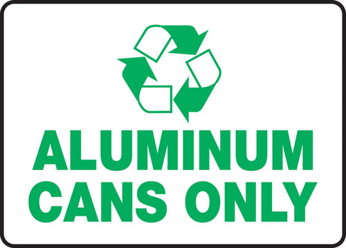 Accuform MPLR534VP Plastic Recycle Sign, "Aluminum CANS ONLY" with Graphic, 7" Length x 10" Width x 0.055" Thickness