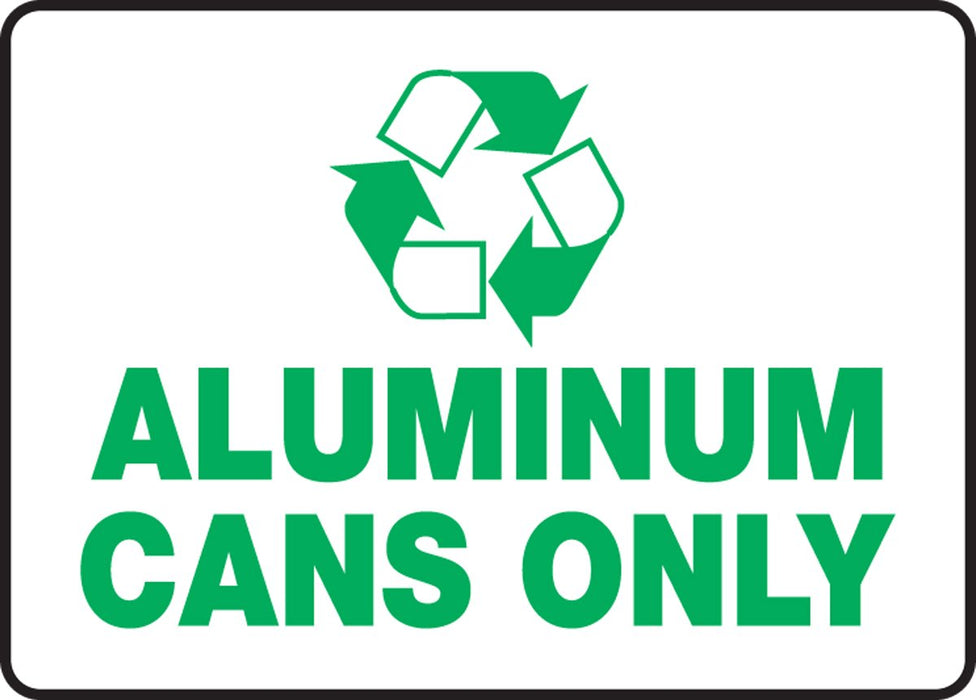 Accuform MPLR534VP Plastic Recycle Sign, "Aluminum CANS ONLY" with Graphic, 7" Length x 10" Width x 0.055" Thickness