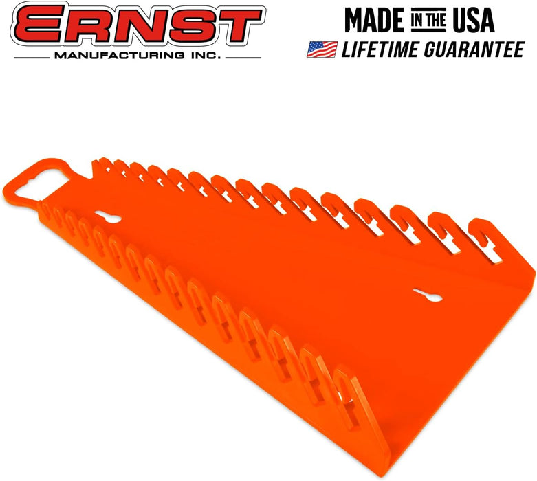 Ernst Manufacturing 5157 Gripper Reverse Wrench Portable Wrench Organizer - Holds 1/4" to 1 1/8" and 6 to 20mm Tools, Durable Flexible Grip, 15 Tool Capacity, Orange