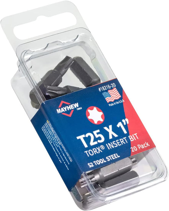 Mayhew Tools 18216-20 USA Torx Insert Bit, T25 x 1" (Pack of 20)